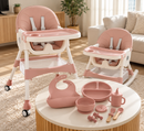 [LEVE 2 PAGUE 1] Cadeira de Refeição Infantil Com Cinto de Segurança, 100% Ajustável e Multifuncional + BRINDE: Kit Alimentação de Silicone
