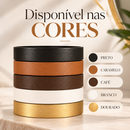 Espelho Redondo Decorativo Com Alça de Couro e LED